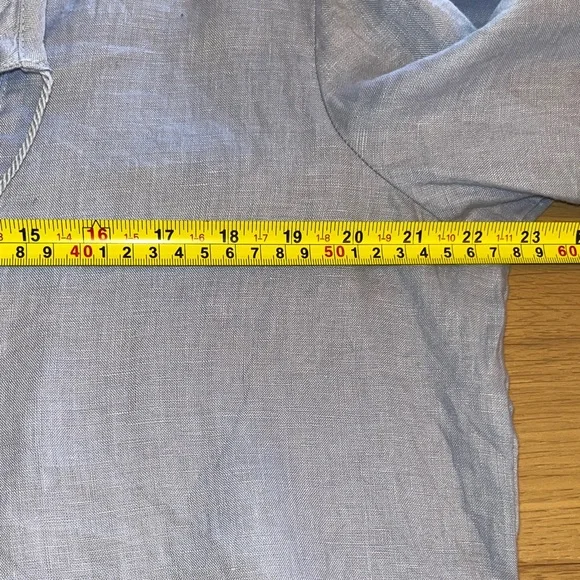 Linen Bell Sleeve Blue Blouse - Picture 8 of 8